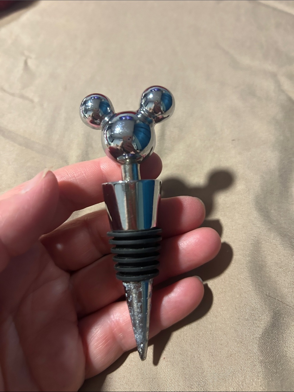 Disney Chrome Mickey Head Wine Stopper - Silver